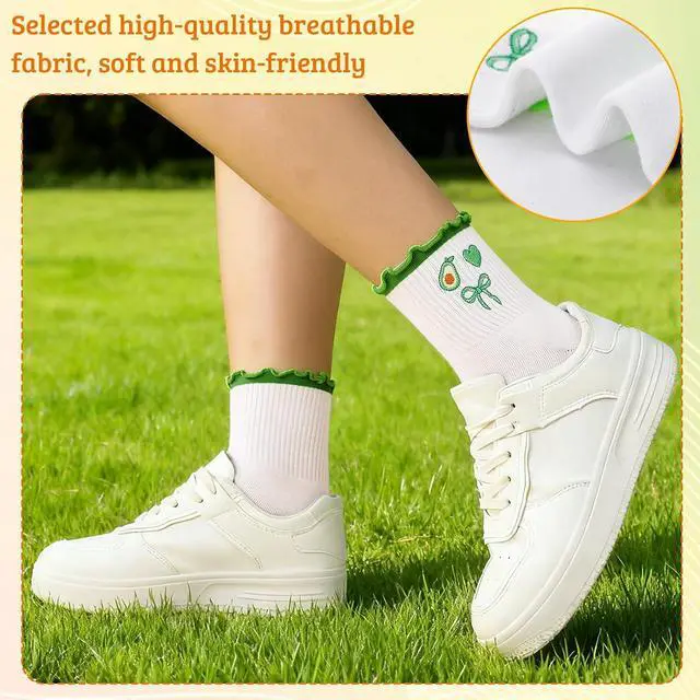 Alt view image 5 of 7 - Jspupifip 2/4/5 Pairs Womens Embroidery Non Slip Pilates Yoga Socks | Cute Grippy Crew Socks Offered Fit Barre Workout Hospital Indoor Barefoot Daily Activities For Ladies