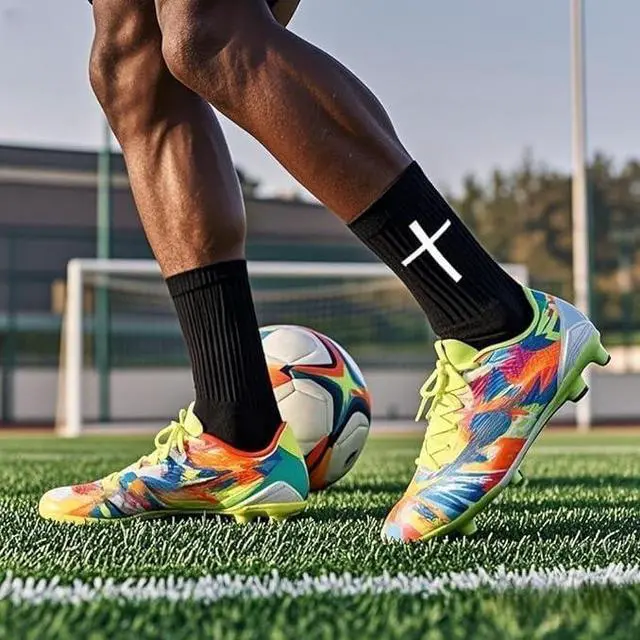 Alt view image 2 of 5 - Meudid Cross Grip Soccer Socks - Anti-Slip Grips Sports Sock with Bible for US 6-13
