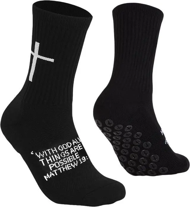Main image of Meudid Cross Grip Soccer Socks - Anti-Slip Grips Sports Sock with Bible for US 6-13