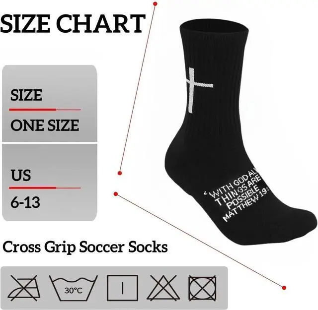 Alt view image 5 of 5 - Meudid Cross Grip Soccer Socks - Anti-Slip Grips Sports Sock with Bible for US 6-13