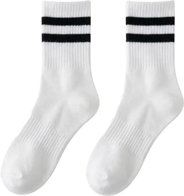Main image of Rehelu Womens Striped Crew Socks Cotton Cozy Casual Athletic Long Socks for Women 4 Pairs