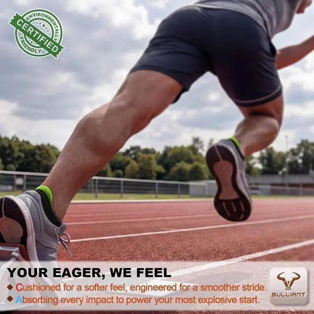Alt view image 6 of 7 - BULLIANT Men's 3-Pack Cushioned Athletic Running Ankle Socks-Arch Support | Fully Terry Sole | Breathable Nylon Blend Yarn | Anti-slip Y Heel Low Cut No show | Anti-blister Seamless Toe Closure