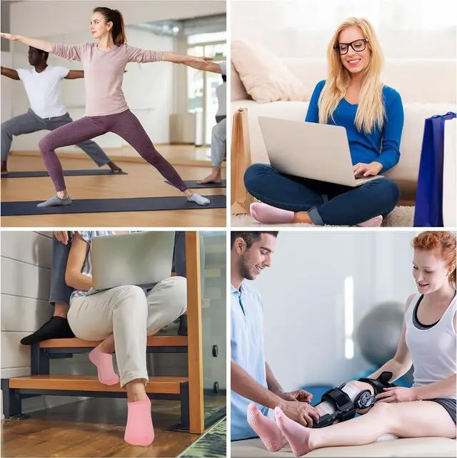 Alt view image 6 of 6 - Pilates Socks for Women with Grips: Large Area Non Slip Sole | Prevent Slipping for Yoga Barre Hospital 6 Pack