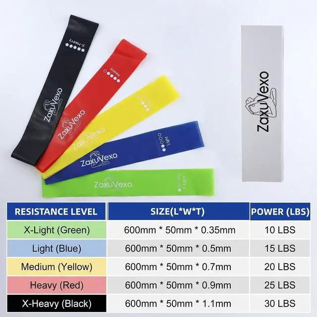 Alt view image 2 of 5 - 5-Pack Workout Resistance Bands, Elastic Home Gym Equipment | Ideal for strength, stretching, Pilates & yoga. Suits physical therapy, leg/glute/arm training. Practical & multi-use