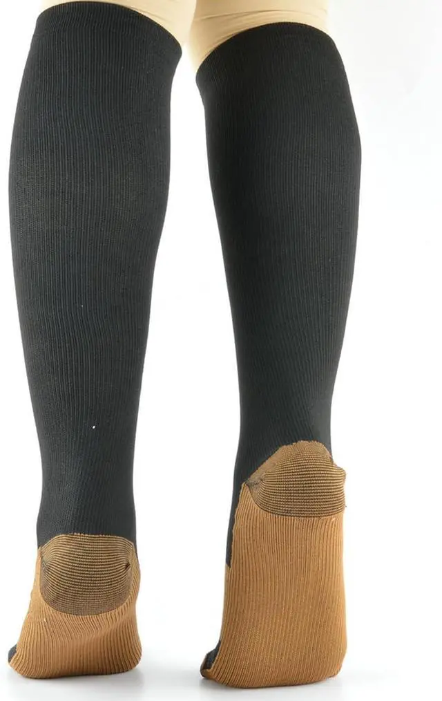 Alt view image 6 of 6 - 5-8 Pairs Compression Socks for Men Circulation 15-20 mmHg Knee High Stockings for Running Hiking Climbing Cycling