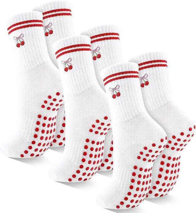 Main image of Jspupifip Cute Pilates Socks with Grips Non Slip Yoga Socks for Women | Crew Socks for Barre Workout Athletic Hospital Slipper Socks