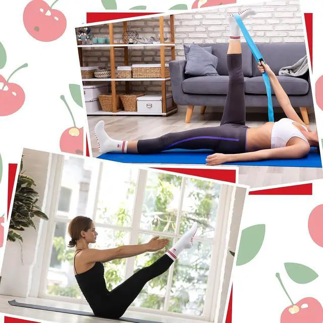 Alt view image 6 of 7 - Jspupifip Cute Pilates Socks with Grips Non Slip Yoga Socks for Women | Crew Socks for Barre Workout Athletic Hospital Slipper Socks