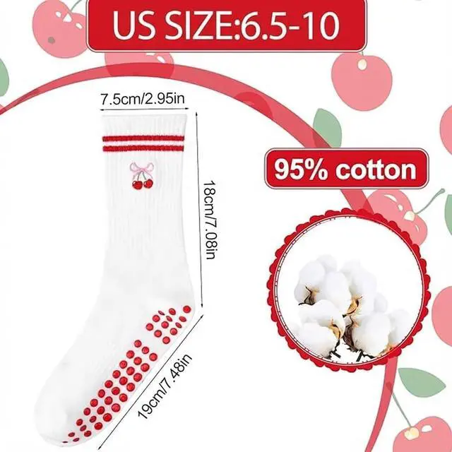 Alt view image 4 of 7 - Jspupifip Cute Pilates Socks with Grips Non Slip Yoga Socks for Women | Crew Socks for Barre Workout Athletic Hospital Slipper Socks