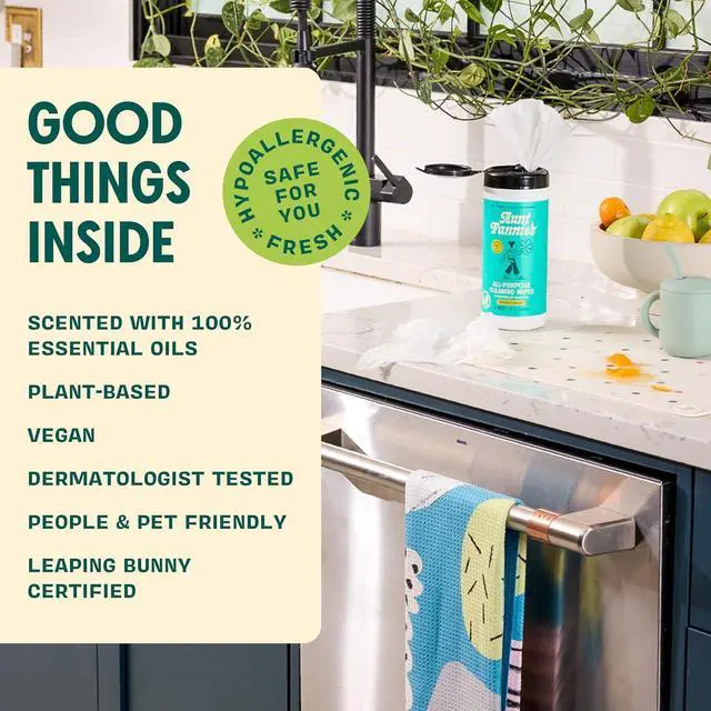 Alt view image 4 of 7 - Aunt Fannie's Natural Cleaning Vinegar Wipes, Eucalyptus, 35 Count | Quick Cleanup, Cuts Grease & Grime, Safe for Counters Tables Appliances & Other Sealed Surfaces, Child and Pet Safe