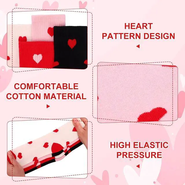 Alt view image 4 of 7 - Jspupifip Girls Crew Athletic Socks | Cute Socks with Retro Stripes Hearts Cartoon Patterns for Running Sport Outdoor