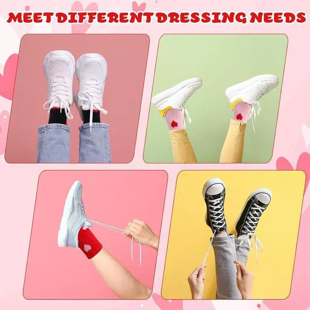 Alt view image 6 of 7 - Jspupifip Girls Crew Athletic Socks | Cute Socks with Retro Stripes Hearts Cartoon Patterns for Running Sport Outdoor