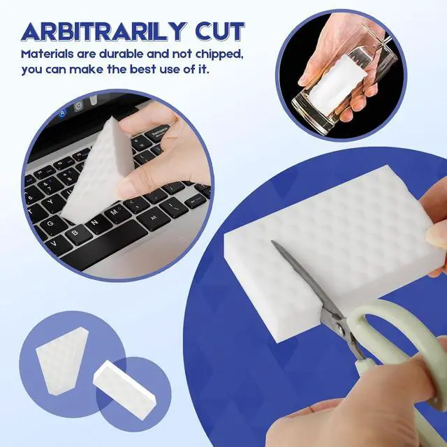 Alt view image 6 of 7 - Magic Sponge Eraser, 10 Pack, 2X Density Melamine Foam | Water-activated melamine foam for scuffs, grease, soap scum, shoe marks, walls, kitchens and bathrooms.
