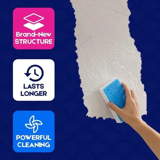 Alt view image 4 of 7 - LAUNDRYLUX Magic Sponge Erasers, 4 Pack Dual-Sided Shower & Tub Cleaner | with Temperature-Responsive Scrubber, Melamine Sponges for Bathroom and Shoe Cleaning