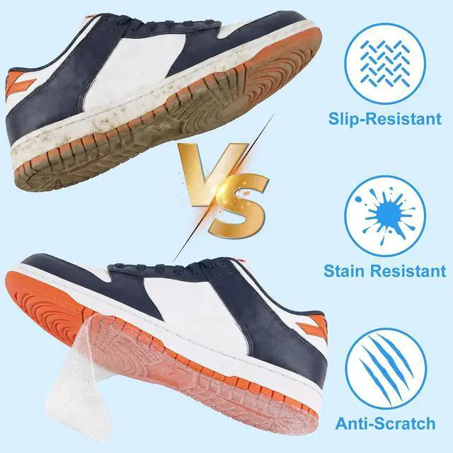 Alt view image 3 of 6 - Clear Shoe Sole Protector Kit - 19.8 * 5.9 Inch Upgraded Transparent Shoe Sole Guard, Clear Shoe Bottom Protector, 2 Pack Anti-Slip Self-Adhesive Anti-Weare Heel Protectors for Athletic/Dress Shoes