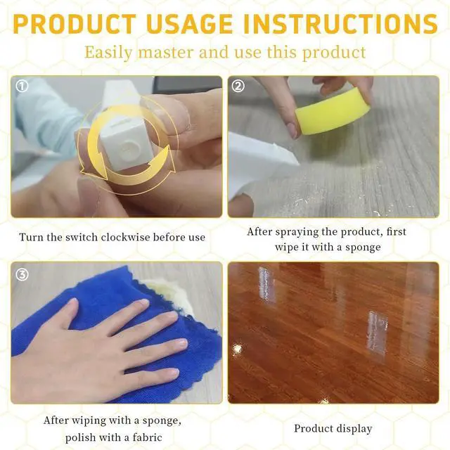 Alt view image 6 of 6 - Beeswax Wood Polish Spray, Natural Furniture Cleaner & Restorer, Removes Scratches, Conditions & Protects Cabinets, Floors, Tables, Multi-Surface Wood Care (4oz)