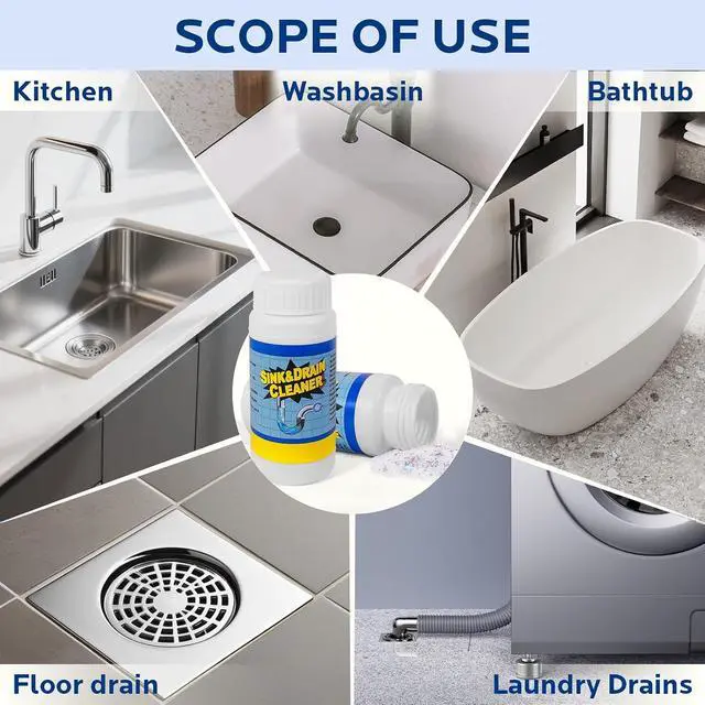 Alt view image 5 of 7 - Drain Clog Remover Powder Kit for Kitchen Bathroom Sink Drains 400g | 4 Pack Powerful Unclogging Sink Drain Cleaner, Breaks Down Grease, Hair & Soap Scum, Restore Drain Flow