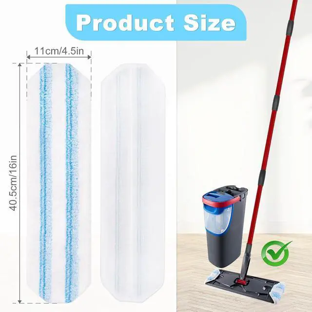 Alt view image 2 of 7 - Mop Replacement Pads for OCedar H2prO Flat Mop System, 6 Pack Mop Pads for Ocedar H2prO Flat Mop, Machine Washable and Reusable Microfiber Mop Heads Replacements, Mop Refills Safe on Various Floors