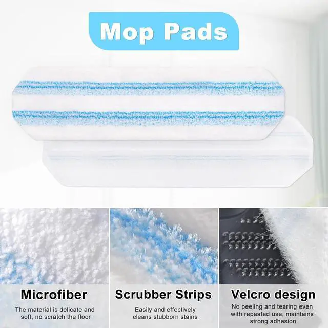 Alt view image 3 of 7 - Mop Replacement Pads for OCedar H2prO Flat Mop System, 6 Pack Mop Pads for Ocedar H2prO Flat Mop, Machine Washable and Reusable Microfiber Mop Heads Replacements, Mop Refills Safe on Various Floors