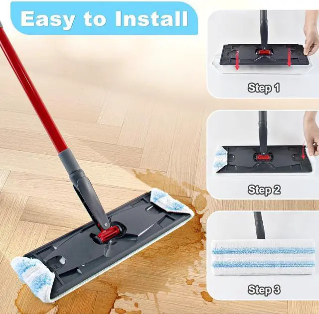 Alt view image 4 of 7 - Mop Replacement Pads for OCedar H2prO Flat Mop System, 6 Pack Mop Pads for Ocedar H2prO Flat Mop, Machine Washable and Reusable Microfiber Mop Heads Replacements, Mop Refills Safe on Various Floors