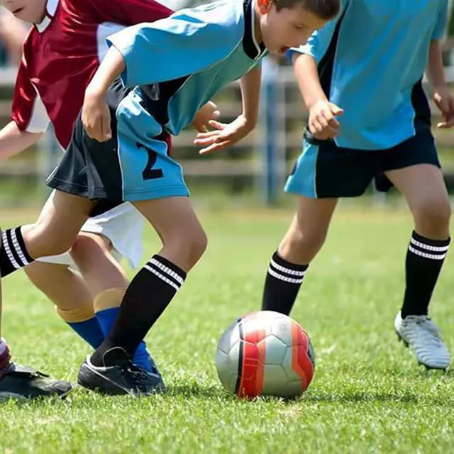 Alt view image 3 of 6 - 6 Pairs Kids Soccer Socks Stretchy Knee High Tube Football Athletic Team Socks for Boys Girls (4-12 Years Old)