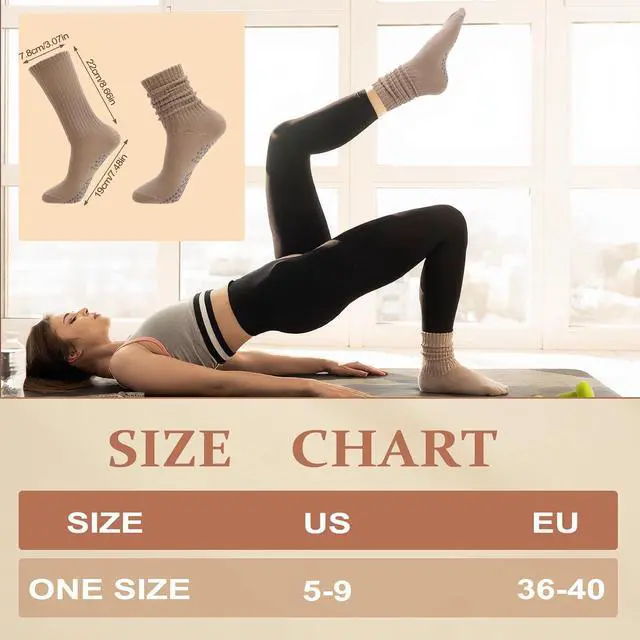Alt view image 3 of 7 - 3/4/5 Pairs Slouchy Pilates Socks with Grips | Scrunch Socks for Women Grippy Sock Stacked Slouch Sock for Women
