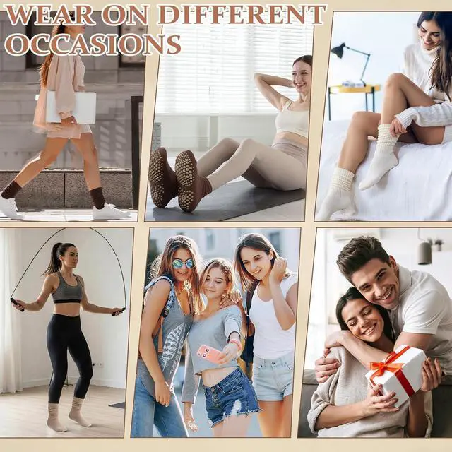 Alt view image 7 of 7 - 3/4/5 Pairs Slouchy Pilates Socks with Grips | Scrunch Socks for Women Grippy Sock Stacked Slouch Sock for Women