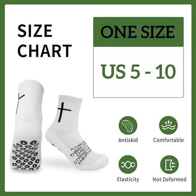 Alt view image 4 of 6 - Youth Grip Soccer Socks with Cross - Anti-Slip Grips Kids Socks with Bible for US 5-10
