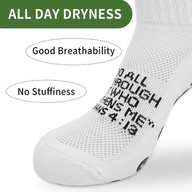 Alt view image 5 of 6 - Youth Grip Soccer Socks with Cross - Anti-Slip Grips Kids Socks with Bible for US 5-10