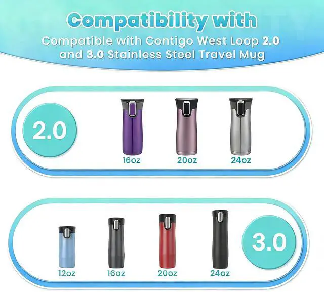 Alt view image 2 of 7 - BOSORIO 4 Pack Rubber Stoppers Compatible with Contigo West Loop 2.0&3.0 12oz 16oz 20oz 24oz Travel Mug, Lid Replacement Part, Replacement Silicone Seal for Contigo Coffee Tumbler