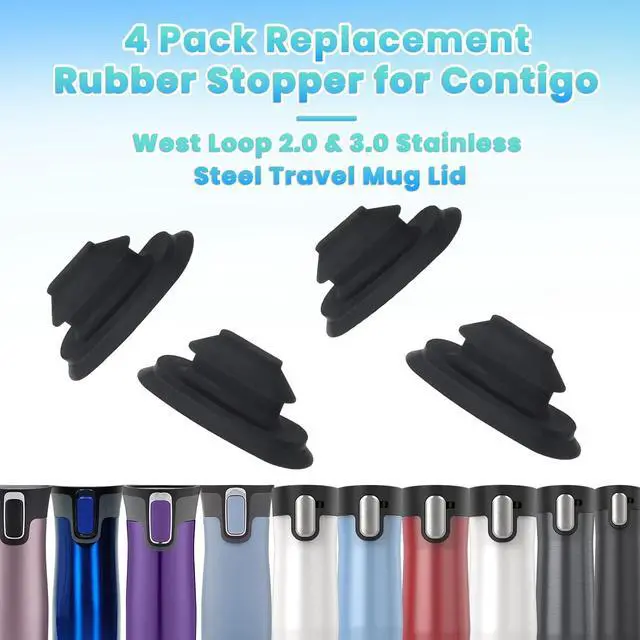 Alt view image 5 of 7 - BOSORIO 4 Pack Rubber Stoppers Compatible with Contigo West Loop 2.0&3.0 12oz 16oz 20oz 24oz Travel Mug, Lid Replacement Part, Replacement Silicone Seal for Contigo Coffee Tumbler
