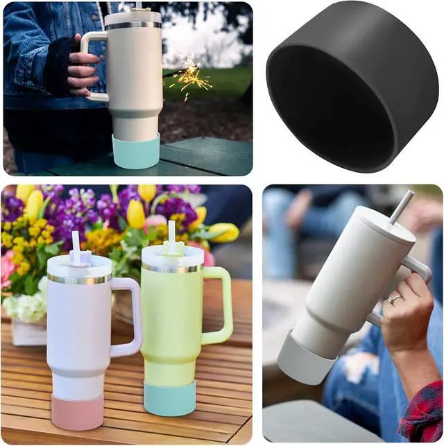Alt view image 6 of 7 - 2 Pcs 3 Inch / 75mm Black Water Bottle Boot | Silicone Tumbler Sleeve, Water Bottle Bumper, Bottom Protector, For 20oz 30oz Tumbler