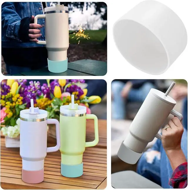 Alt view image 6 of 7 - 2 Pcs 3 Inch / 75mm White Water Bottle Boot | Silicone Tumbler Sleeve, Water Bottle Bumper, Bottom Protector, For 20oz 30oz 40oz Tumbler