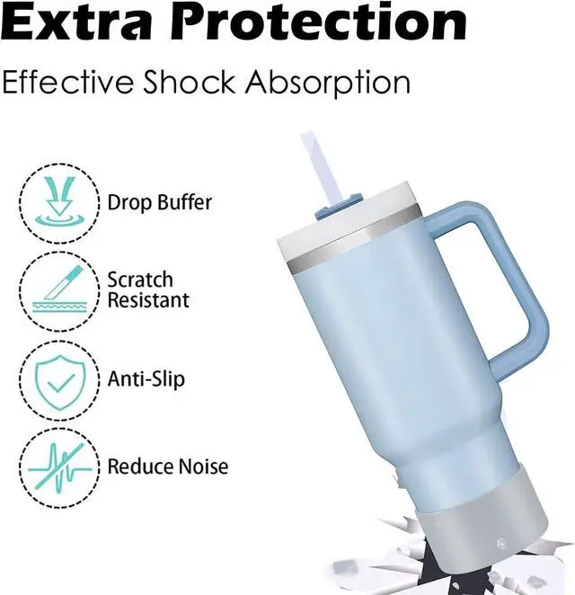 Alt view image 2 of 6 - 2Pcs Silicone Bumper Boot for Stanley Quencher Adventure 40oz Tumbler With Handle & Stanley IceFlow 20oz 30oz,Anti-Slip Bottom Sleeve(Black+White)
