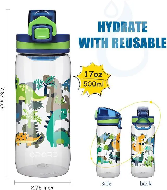 Alt view image 2 of 7 - Opard 17oz Kids Water Bottle with Leak Proof Flip-Top Lid, Reusable BPA-Free Tritan for School and Travel