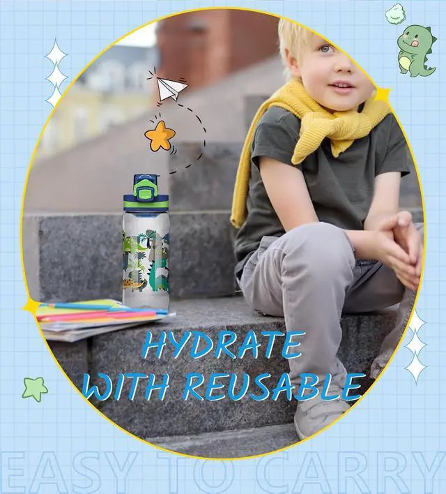 Alt view image 7 of 7 - Opard 17oz Kids Water Bottle with Leak Proof Flip-Top Lid, Reusable BPA-Free Tritan for School and Travel