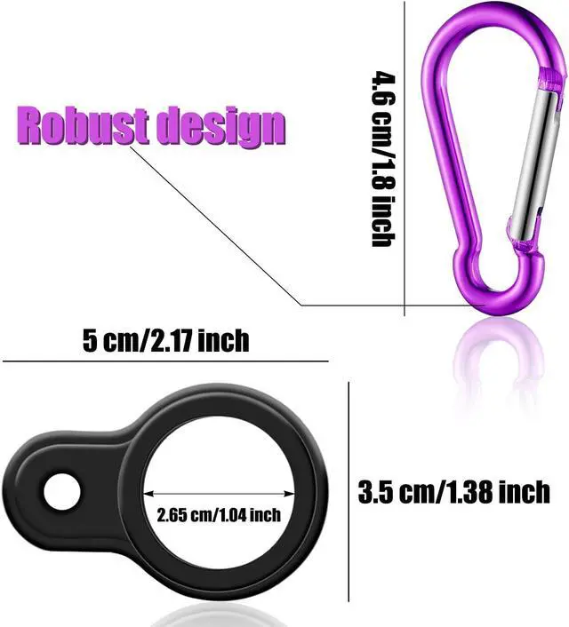 Alt view image 2 of 7 - Boao 5 Sets Silicone Water Bottle Carrier with Keychain Clip Key Ring Clip for Outdoor Activities or Daily Use (Black, Silver, Yellow, Purple and Green)