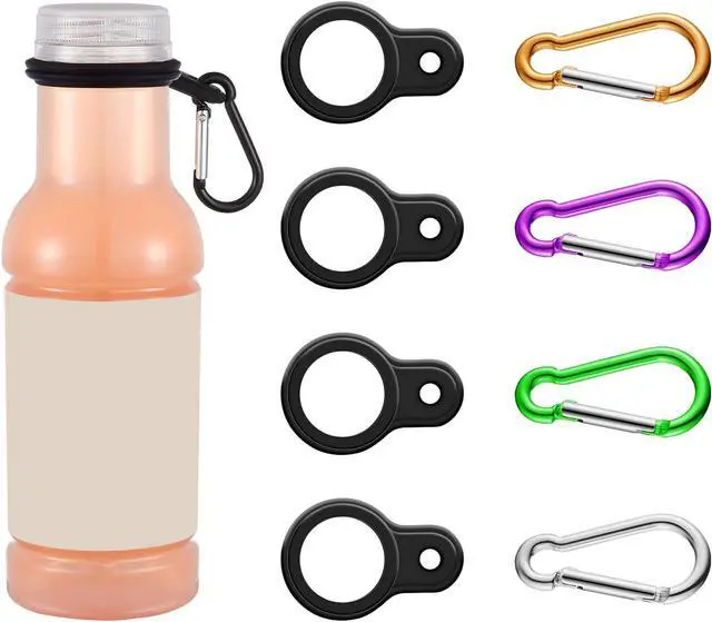 Alt view image 4 of 7 - Boao 5 Sets Silicone Water Bottle Carrier with Keychain Clip Key Ring Clip for Outdoor Activities or Daily Use (Black, Silver, Yellow, Purple and Green)