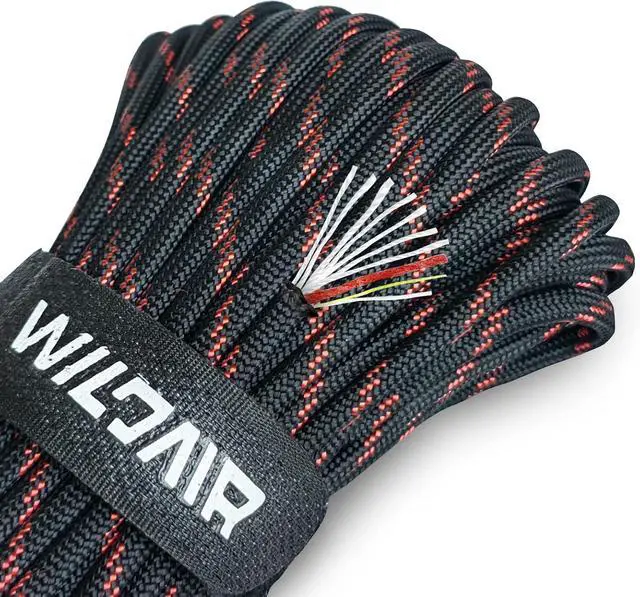 Main image of WILDAIR Paracord Survival Paracord Parachute Fire Cord Survival Ropes 4-in-1 U.S. Military Type III with Integrated Fishing Line Fire-Starter Tinder
