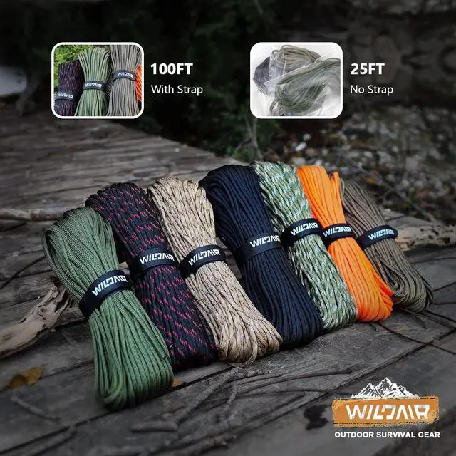 Alt view image 6 of 7 - WILDAIR Paracord Survival Paracord Parachute Fire Cord Survival Ropes 4-in-1 U.S. Military Type III with Integrated Fishing Line Fire-Starter Tinder
