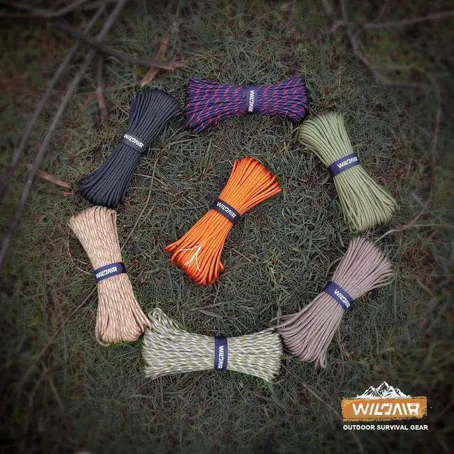 Alt view image 7 of 7 - WILDAIR Paracord Survival Paracord Parachute Fire Cord Survival Ropes 4-in-1 U.S. Military Type III with Integrated Fishing Line Fire-Starter Tinder