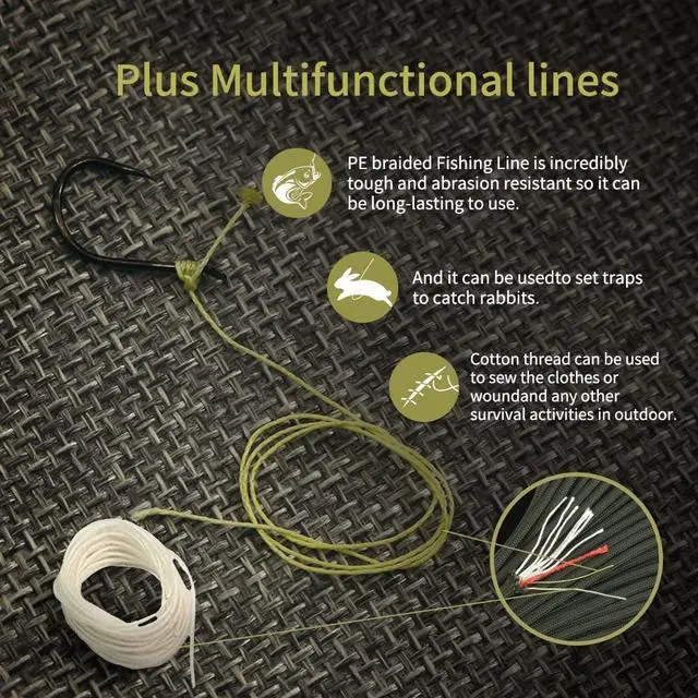 Alt view image 4 of 6 - PSKOOK Survival Paracord Parachute Fire Cord Survival Ropes Red Tinder Cord PE Fishing Line Cotton Thread 7 Strands Outdoor 20, 25, 100 Feet
