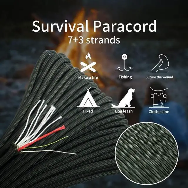 Alt view image 5 of 6 - PSKOOK Survival Paracord Parachute Fire Cord Survival Ropes Red Tinder Cord PE Fishing Line Cotton Thread 7 Strands Outdoor 20, 25, 100 Feet
