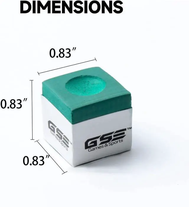 Alt view image 2 of 7 - GSE 12-Pack Billiard Pool Cue Chalks for Home/Tournament Use, Green | Low Dust, Anti-Miscue, Enhanced Spin & Control, Portable Storage Box Packaged, Billiard Pool Table Accessories