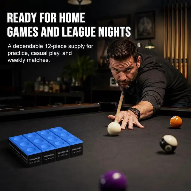 Alt view image 5 of 7 - Billiard Cue Chalk, 12-Pack of Pool Cue Chalks, Billiard Pool Table Accessories for Home/Tournament Use (4 Colors Pool Chalk Available)