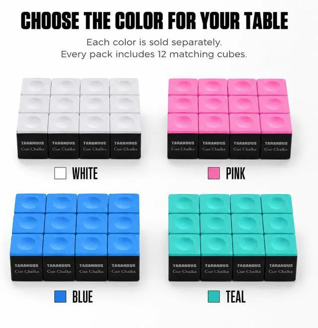 Alt view image 7 of 7 - Billiard Cue Chalk, 12-Pack of Pool Cue Chalks, Billiard Pool Table Accessories for Home/Tournament Use (4 Colors Pool Chalk Available)