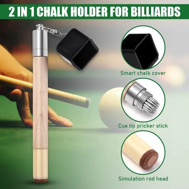 Alt view image 3 of 7 - TOBWOLF Chalk Holder for Billiards, 2 in 1 Pool Cue Chalk Holder | Portable Pool Snooker Chalk Holder, Billiard Cue Tip Pricker, Non-Slip Billiard Cue Tip Tool Pool Table Accessory