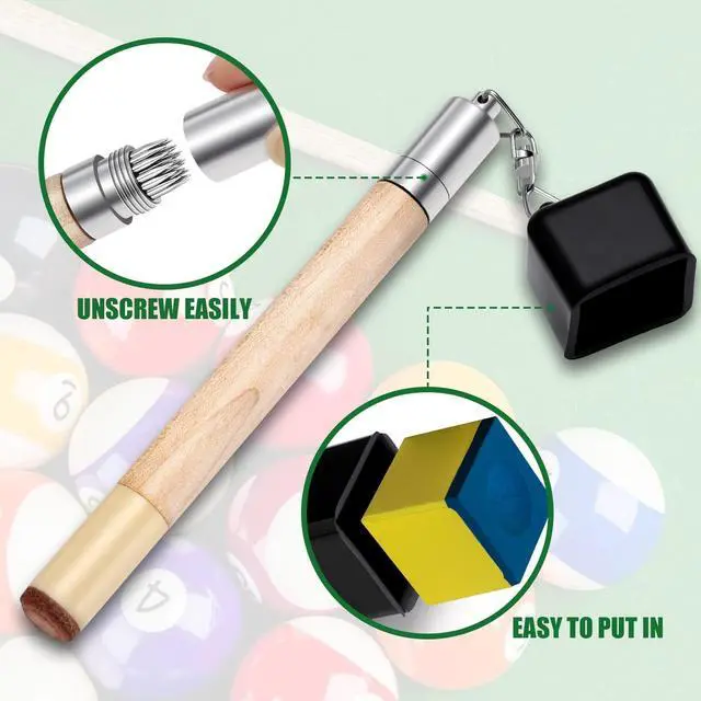 Alt view image 4 of 7 - TOBWOLF Chalk Holder for Billiards, 2 in 1 Pool Cue Chalk Holder | Portable Pool Snooker Chalk Holder, Billiard Cue Tip Pricker, Non-Slip Billiard Cue Tip Tool Pool Table Accessory
