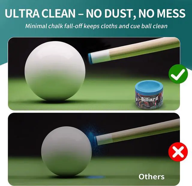 Alt view image 4 of 7 - Pool Cue Chalk 1 Pack, Premium Round Pool Stick Chalk Billiard Table Accessories for Professional Tournament, Clubs, Bars, Home (Outstanding Performance, Reduce Miscue, Durable)- Blue