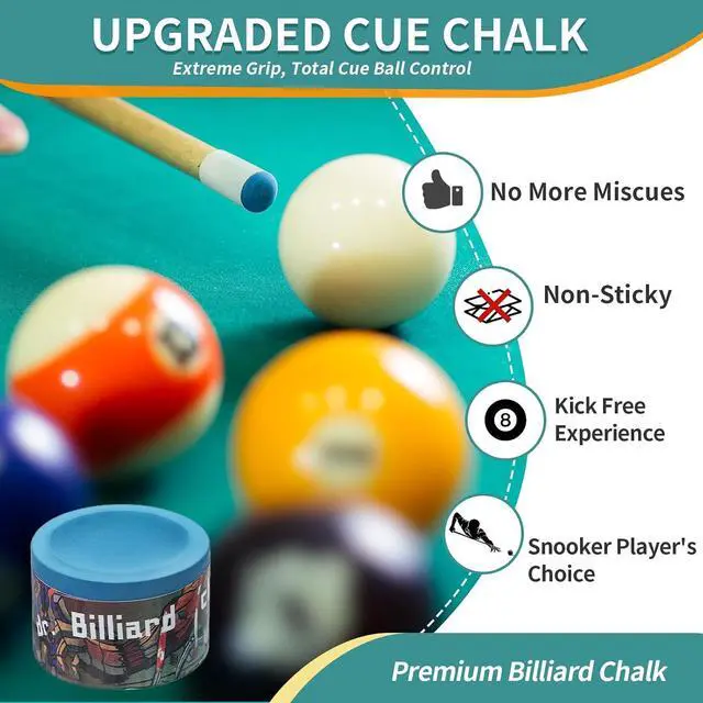 Alt view image 3 of 7 - Pool Cue Chalk 1 Pack, Premium Round Pool Stick Chalk Billiard Table Accessories for Professional Tournament, Clubs, Bars, Home (Outstanding Performance, Reduce Miscue, Durable)- Blue
