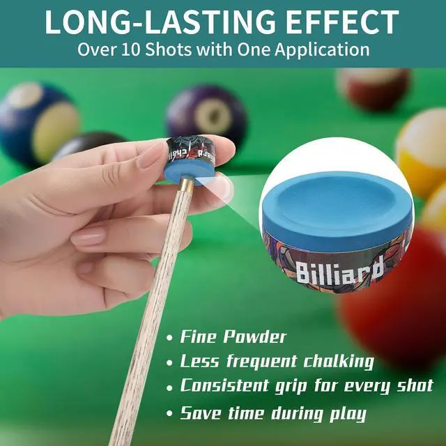 Alt view image 5 of 7 - Pool Cue Chalk 1 Pack, Premium Round Pool Stick Chalk Billiard Table Accessories for Professional Tournament, Clubs, Bars, Home (Outstanding Performance, Reduce Miscue, Durable)- Blue